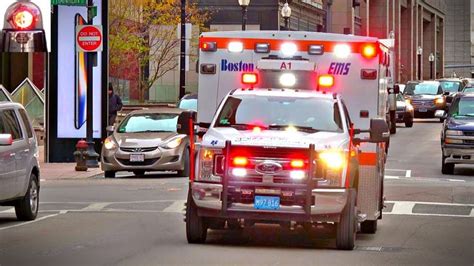 boston ems ambulance  responding lights  sirens ems ambulance boston ems lights  sirens