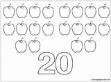 Twenty Pages Apples Number Coloring Numbers Seven Color Coloringpagesonly sketch template