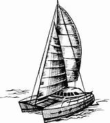 Catamaran Sailboat Monochrome sketch template