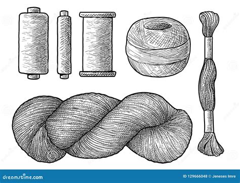 yarn thread illustration drawing engraving ink  art vector