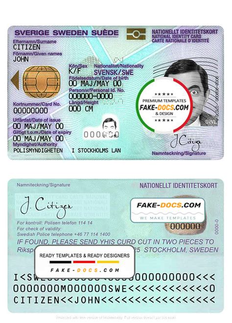 sweden id card psd template aslitheme