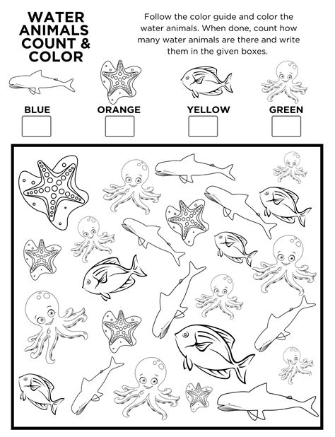 sea animal printable worksheet fun worksheets english worksheets
