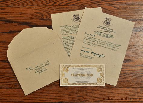 custom hogwarts acceptance letter