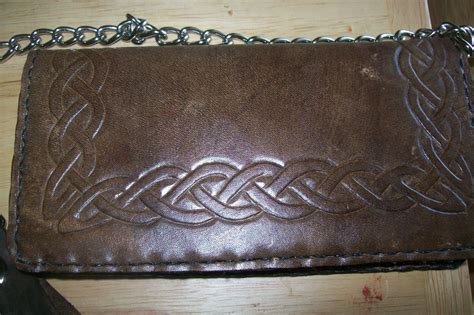 buy hand crafted custom leather biker wallet  full celtic knot