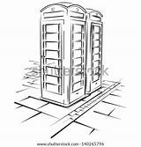 London Telephone Booths Vector Lineart Illustration Stock Drawing Shutterstock Lightbox sketch template