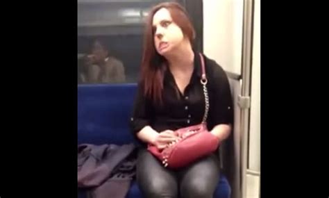 video possessed woman randomly attacks man on train