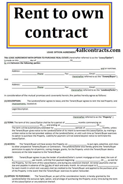 rent   contract templates