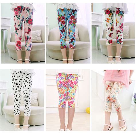 Girls Cropped Trousers With Floral Prints