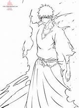 Ichigo Bleach Kurosaki Lineart Hollow Bankai sketch template