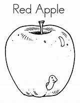 Coloring Red Apple Worm Smiling Inside Apples Template sketch template