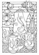 Coloring Pages Coffee Adult Adults Tea Colouring Printable Sheets Color Kids Older Coloriage Book Dandi Set Books Teapots Mandala Patterns sketch template