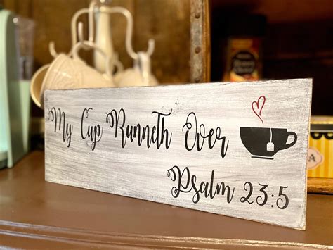 buy  cup runneth  signrustic kitchen decorcoffee bar sign farmhouse sign psalm tea