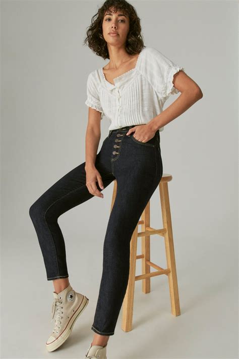 high rise bridgette skinny w exposed button fly lucky brand