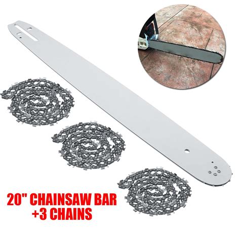 20 Inch Chainsaw Guide Bar With 3pcs Saw Chain 3 8 72dl