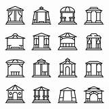 Premium Gazebo Outline Icons Vector Set Style sketch template