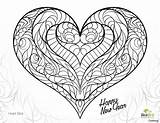 Coloring Pages Heart Hearts Adults Adult Printable Fire Roses Detailed Gothic Abstract Wings Drawings Color Valentine Drawing Print Clipart Colouring sketch template