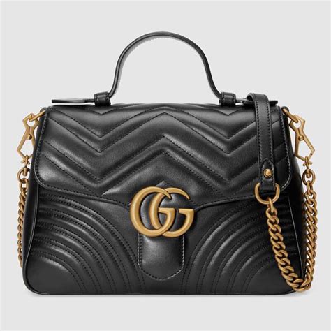 gucci gg marmont small top handle bag  matelasse chevron leather lulux
