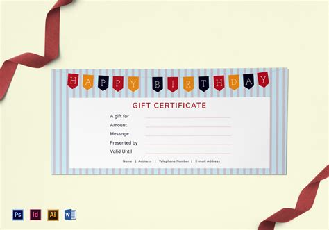 happy birthday gift certificate template  indesign gift certificate
