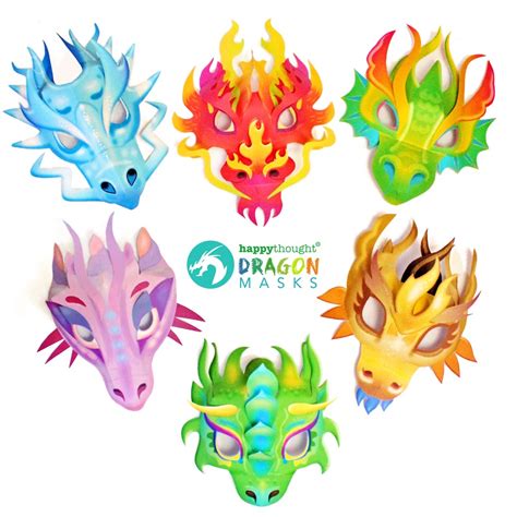printable dragon mask templates diy mask outfits happythought