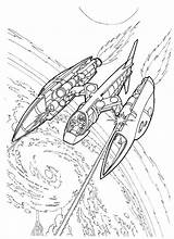 Coloring Space Wars Pages Fighter Spaceship Futuristic Color sketch template