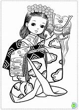 Coloring Pages Japanese Girl Dinokids Girls Japan Colouring Geisha Printable Print Sheets Book Asian Doll Dolls Color Coloriage Getcolorings Kids sketch template