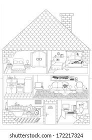 rooms house outline vector art stock vector royalty
