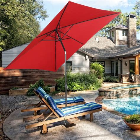 outdoor basic xft rectangle patio umbrella  tilt  crank waterproof  sun shade