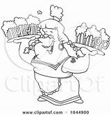 Trays Maiden Carrying Beer Toonaday Royalty Outline Illustration Cartoon Rf Clip 2021 sketch template