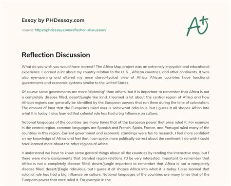 reflection discussion  words phdessaycom