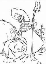 Coloring Pages Lady Old Little Prairie Range Pig Cute Template Button Through Print sketch template