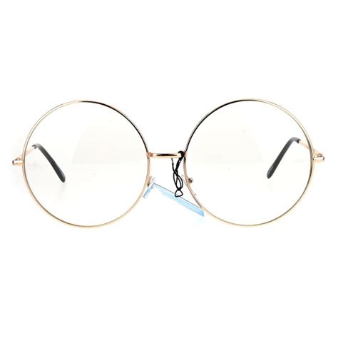 womens huge oversize large retro hippie round circle clear lens eye