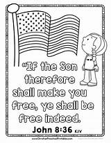 July Fourth Bible Printables Freedom Christ Coloring 4th Kids Children Pages Sunday School Christian Preschool Craft Crafts Lessons Patriotic Christianpreschoolprintables sketch template