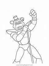 Nights Fnaf Glamrock Coloringpages101 Freddys Chica Foxy sketch template
