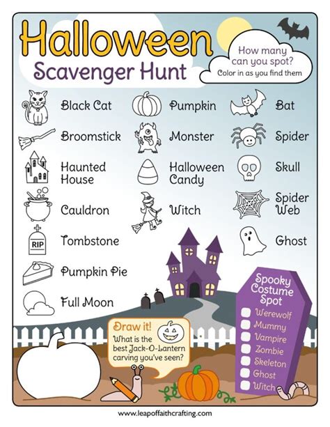 halloween scavenger hunt  printable leap  faith crafting