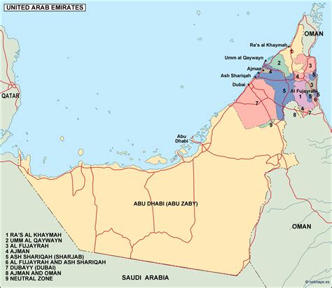 united arab emirates political map eps illustrator map vector world maps