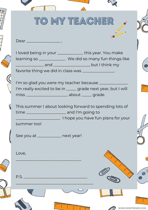 teacher appreciation printables  kids  personalize momtrends