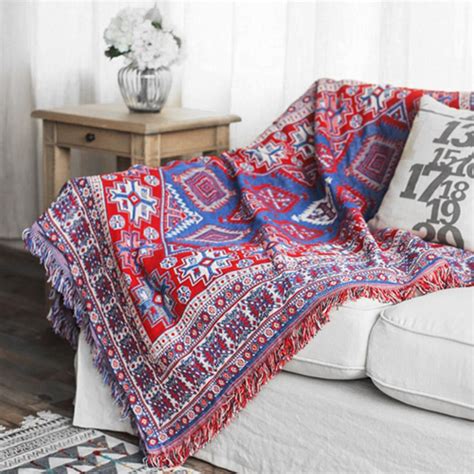 sonew double sided cotton woven couch throw blanket carpet  decorative tassels  bed sofa