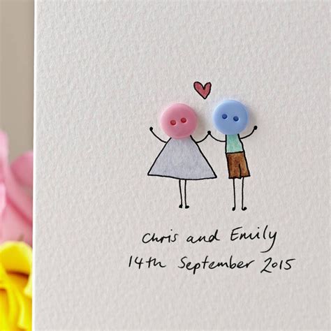 personalised button love hand illustrated card cards button cards homemade anniversary cards