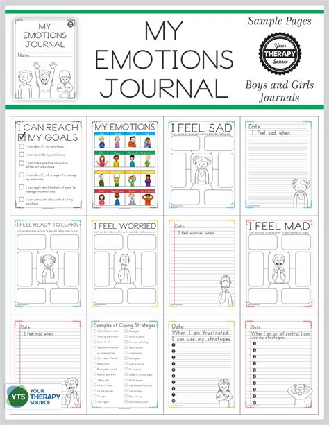 emotional regulation worksheets  boys  girls  therapy source