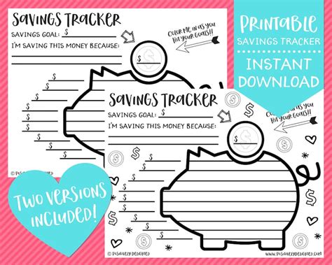 savings tracker printable savings challenge savings chart savings printable budgeting printable