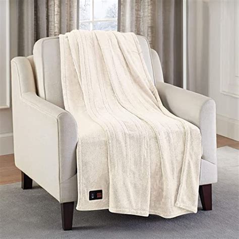 brookstone heated throw blanket electric ultra plush soft  easy