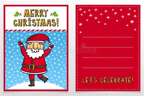 funny santa claus vector christmas greeting card design template stock