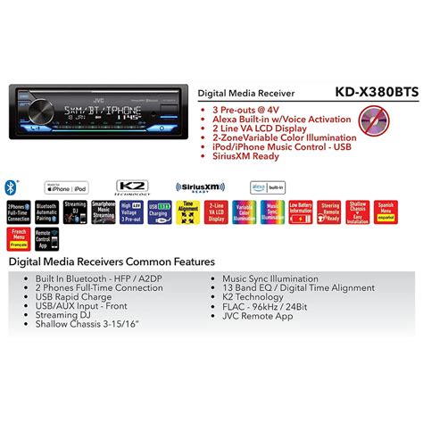 jvc kd xbts single din bluetooth usb aux stereo led siriusxm receiver  ebay