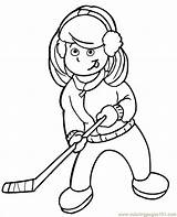 Hockey Coloring Pages Player Girl Clipart Players Printable Stick Girls Colouring Kids Cartoon Cliparts Playing Play Sports Print Color Ice sketch template