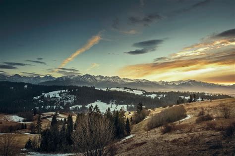 public domain images mountain snow peak evening sunset clouds valley