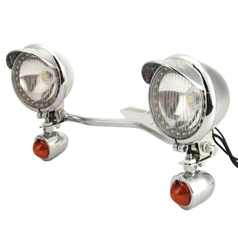 set chrome  motorcycle headlight spot light bullet led turn signals light  bracket