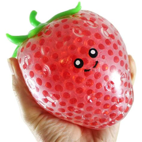 1 Jumbo Strawberry Fruit Water Bead Filled Squeeze Stress Balls