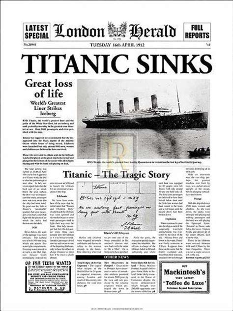 titanic newspaper story