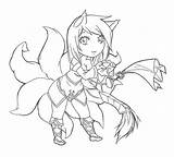Chibi League Ahri Legends Coloring Lineart Deviantart Pages Sheets Draw Drawings sketch template