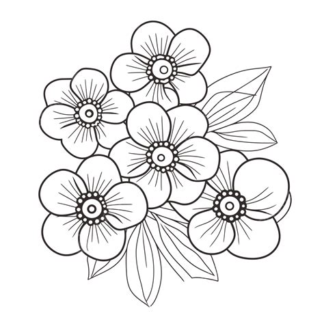 cartoon flower coloring page  cute faces outline sketch drawing